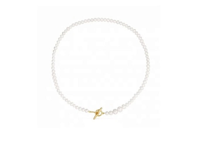 SILVER GOLD PLATED CHOKER CUL PEARL 42CM