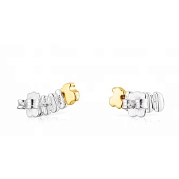 SILVER GOLD PLATED EARRINGS BICOLOR BEAR