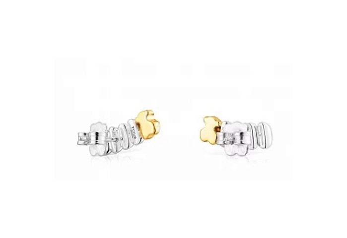 SILVER GOLD PLATED EARRINGS BICOLOR BEAR