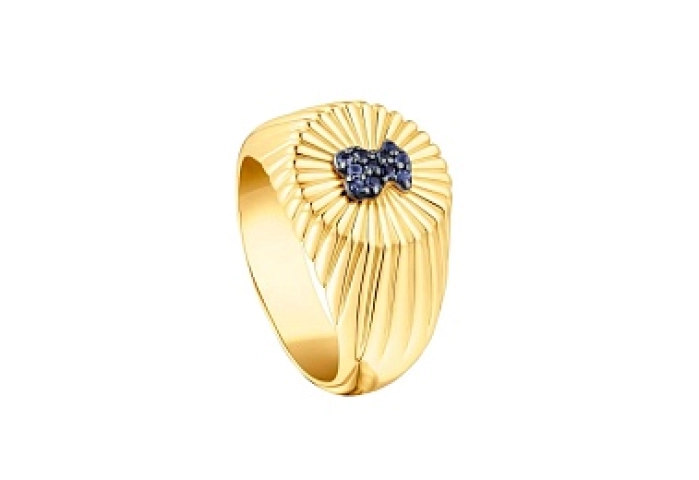 SILVER GOLD PLATED RING BEAR IOLITE N14