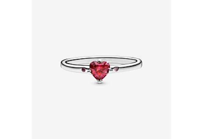 Heart silver ring with red, fancy pink and fancy f