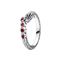 Project House Dragon sterling silver ring with salsa red crystal