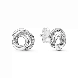 Encircled sterling silver stud earrings with clear cubic zirconia