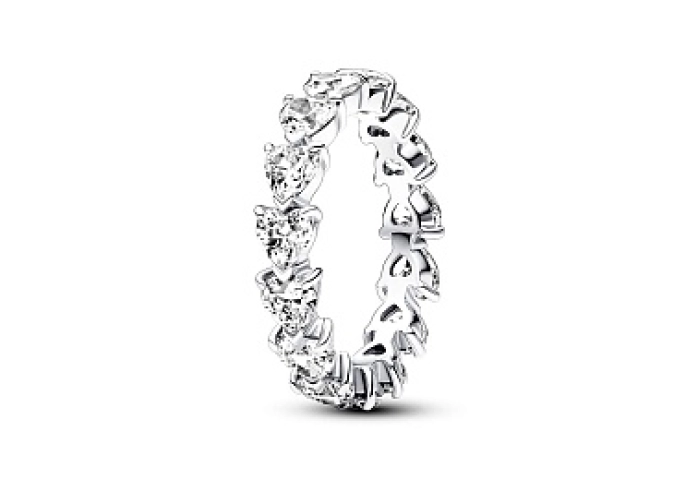 Hearts sterling silver ring with clear cubic zirco
