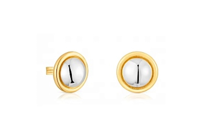 SILVER GOLD PLATED EARRINGS 14MM 2 TONE