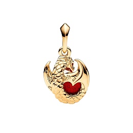 Project House Dragon Fire 14k gold-plated dangle with salsa red crystal and red lab-created opal