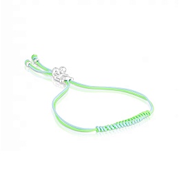 SILVER BRACELET BLUE-GREEN CORD