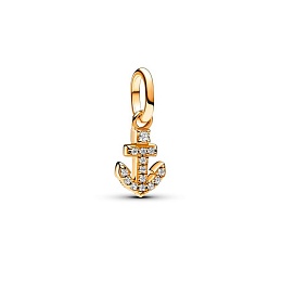 Anchor 14k gold-plated mini dangle with clear cubic zirconia