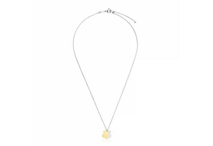 SILVER GOLD PLATED NECKLACE BEARS 2 TONE