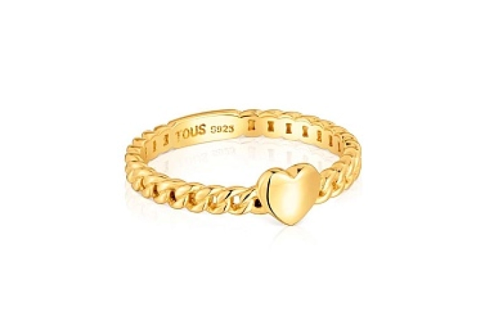 SILVER GOLD PLATED RING HEART CHAIN N14