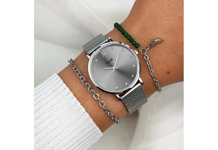 Minuit Mesh Crystals, Grey, Silver Colour