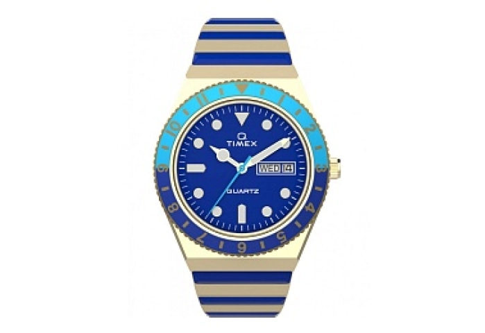 Q Dolce Vita Gold-tone Case Blue Dial Gold-tone Expansion Band with Perfect Fit