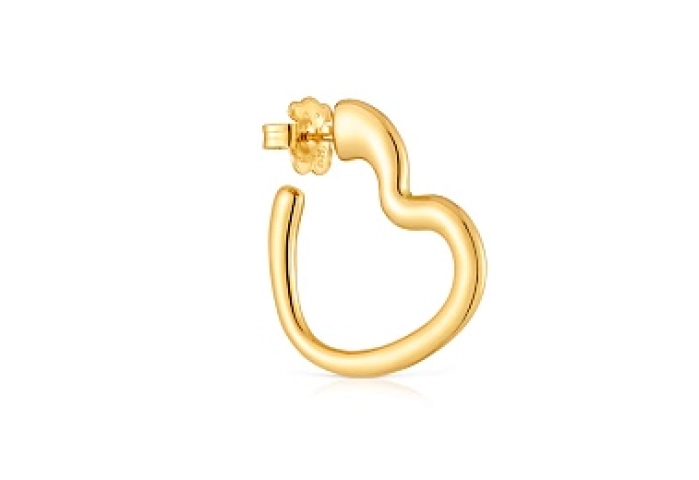 1 SILVER GOLD PLATED EARRING HEART 31MM