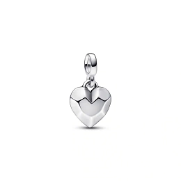 Faceted heart sterling silver mini dangle