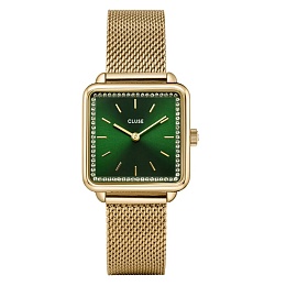 La Tétragone Watch Mesh stones Green, Gold Colour