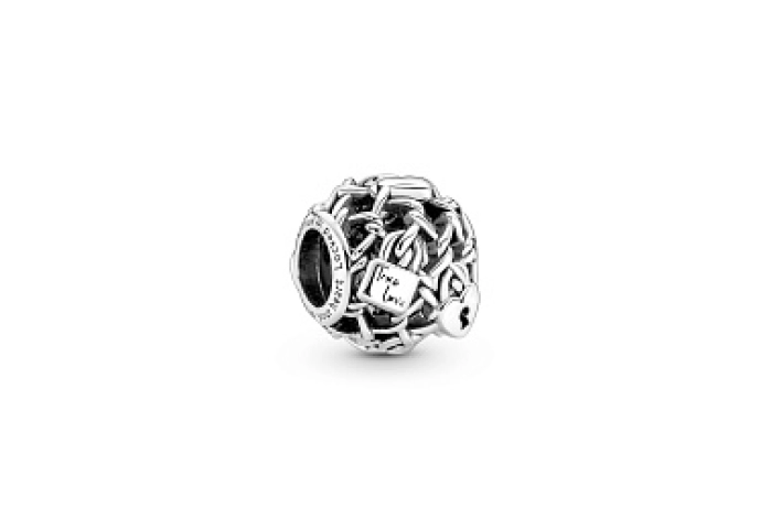 Padlock and fence sterling silver charm