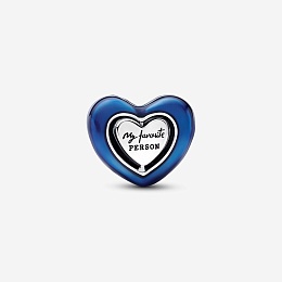 Spinning heart sterling silver charm with night bl