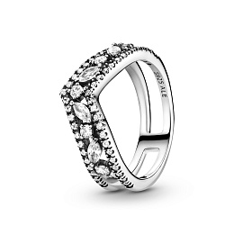 Wishbone sterling silver ring with clear cubic zirconia/Серебряное кольцо с чистым кубическим циркон