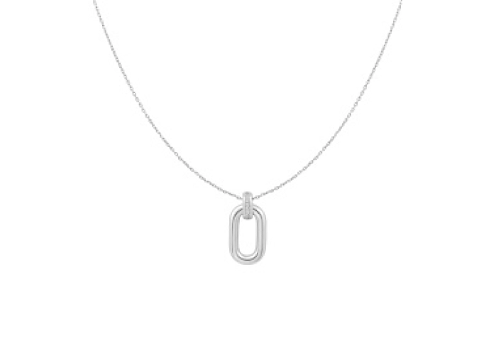 Silver Oval Hoop Pendant Necklace