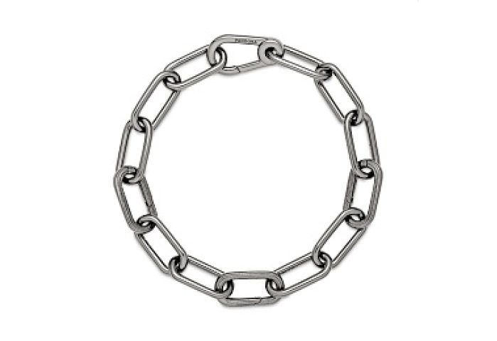 Ruthenium-plated medium link bracelet