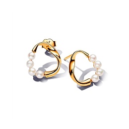 14k Gold-plated stud earrings with white treated f