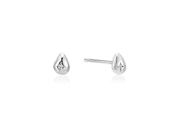 Silver Pebble Sparkle Stud Earrings