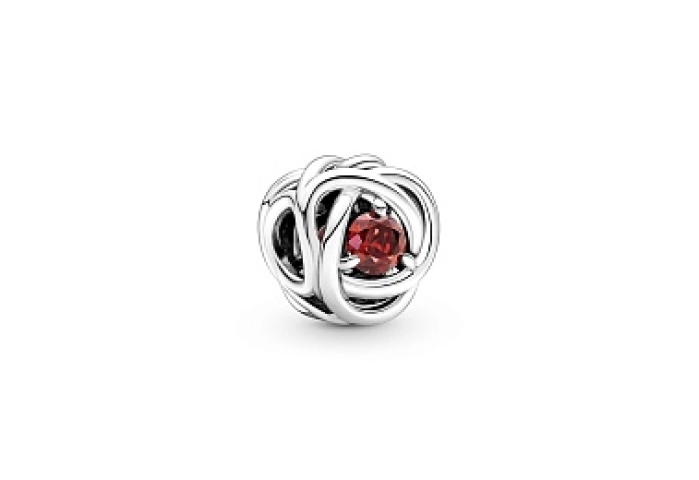 Sterling silver charm with true red crystal