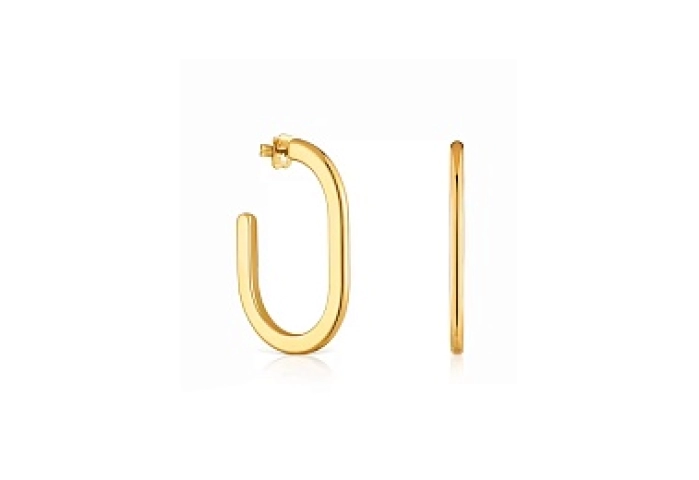 SILVER GOLD PLATED HOOP EARRINGS OVAL 54