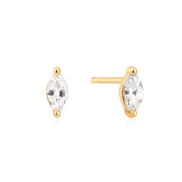 Gold Marquise Solitaire Studs