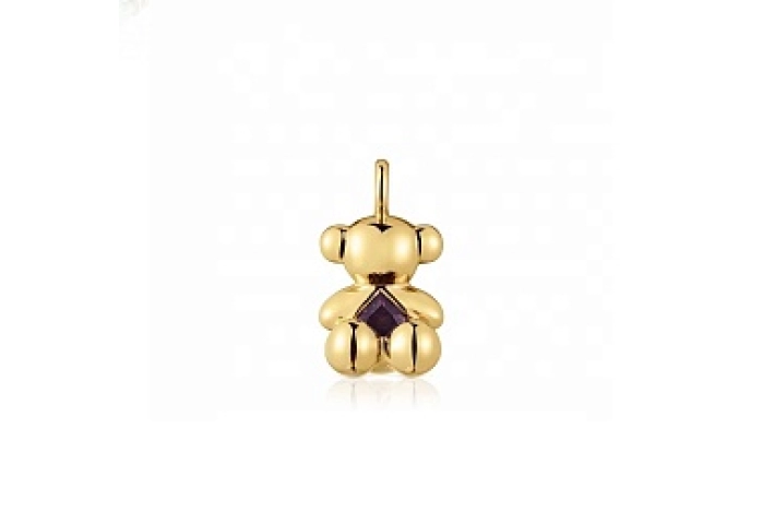 SILVER GOLD PLATED PENDANT 16MM AMETHYST