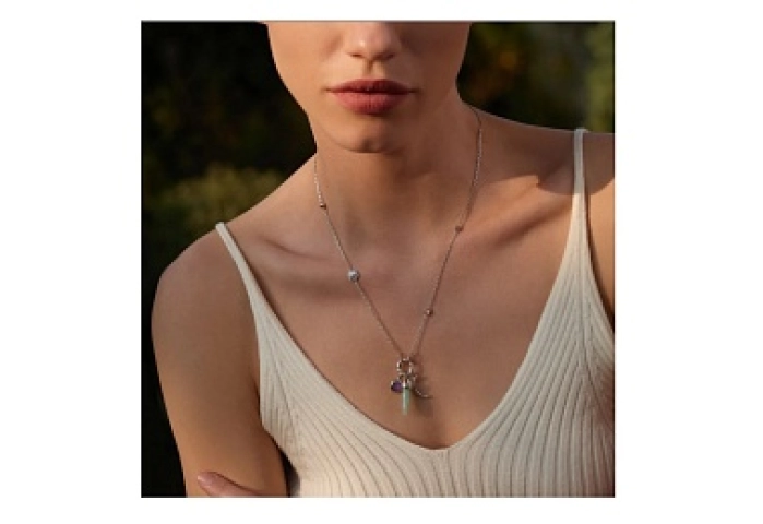 Silver Star Rose Quartz Charm Connector Necklace