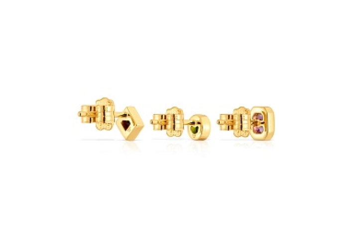 3 SILVER GOLD PLATED EARRINGS GEMSTONES