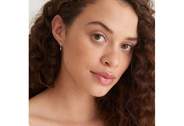 Silver Key Huggie Hoop Earrings