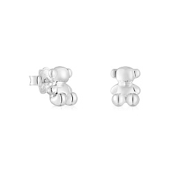 SILVER EARRING BEAR  10MM