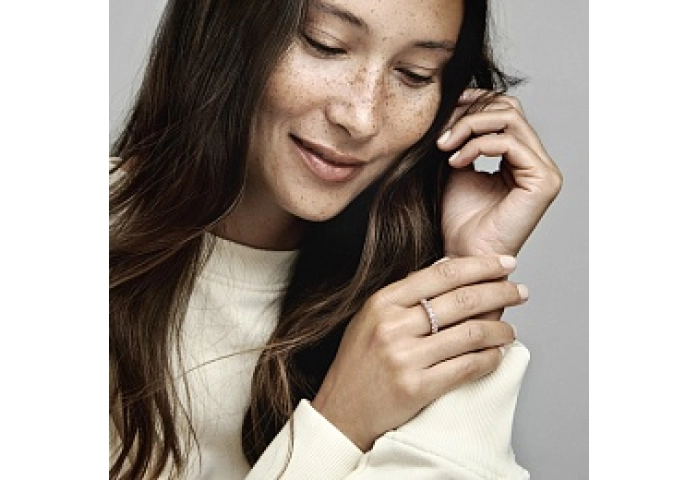 14k Rose gold-plated ring with clear cubic zirconi