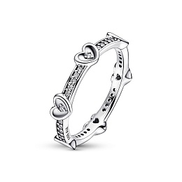 Hearts sterling silver ring with clear cubic zirco