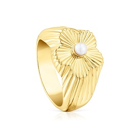 SILVER GOLD PLATED RING CULTUR.PEARL N14