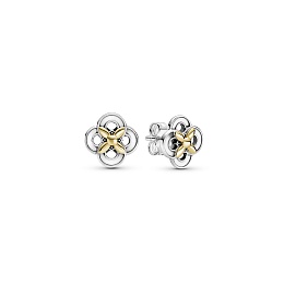 Flower sterling silver and 14k gold studearrings