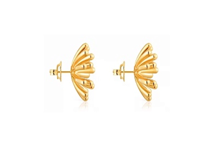 SILVER GOLD PLATED EARRINGS 28MM PUSHBACK