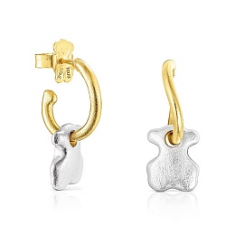 SILVER GOLD PLATED EARRINGS 15MM BICOLOR