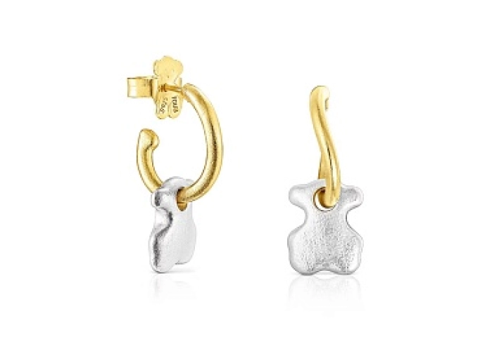 SILVER GOLD PLATED EARRINGS 15MM BICOLOR