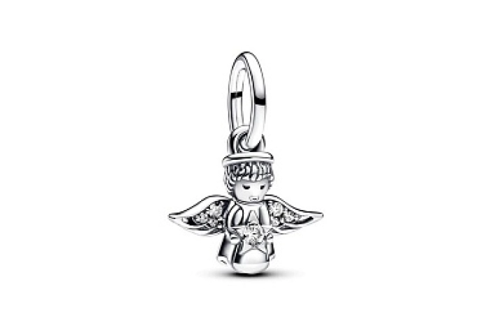 Angel sterling silver dangle with clear cubic zirc