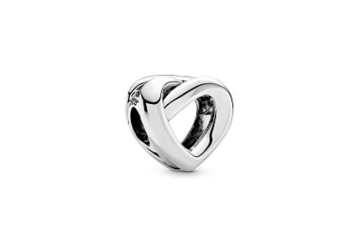 Knotted heart silver charm