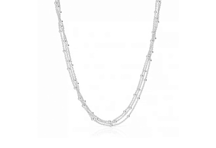 SILVER NECKLACE 3 BALL CHAIN SLIDER 45CM