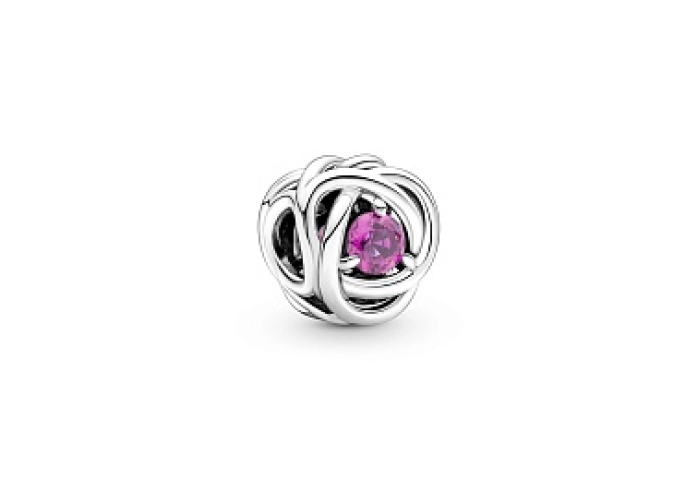 Sterling silver charm with phlox pink crystal