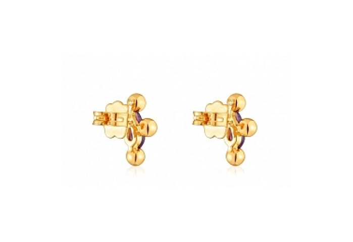 SILVER GOLD PLATED EARRINGS AMETHYST