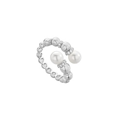 Silver Pearl Sparkle Wrap Ring