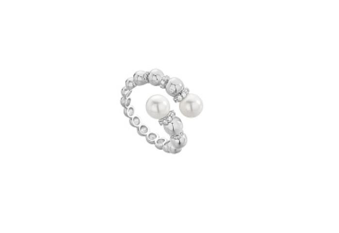 Silver Pearl Sparkle Wrap Ring