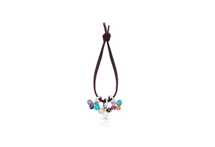 SILVER PACK 3 RINGS GEMSTONES SUEDE BAND