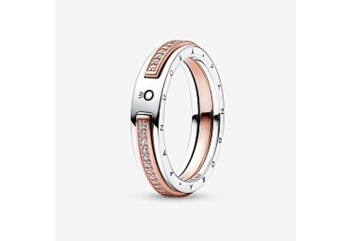 Pandora logo sterling silver and 14k rose gold-pla